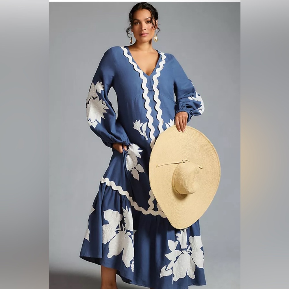 FARM Rio Blue and White Maxi Dress - Picture 2 of 4